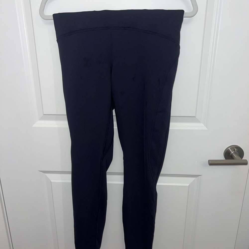 LuluLemon Navy High-Waisted Fleece Lined Leggings